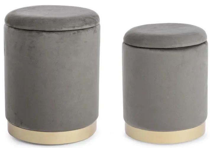 Bizzotto Pouf>SET2 POUF CONTENITORE GRIGIO - POLINA