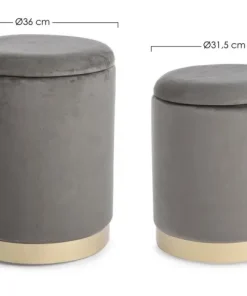 Bizzotto Pouf>SET2 POUF CONTENITORE GRIGIO - POLINA