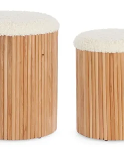 Bizzotto Pouf>SET2 POUF CONTENITORE IN TESSUTO NATURALE - NEDA