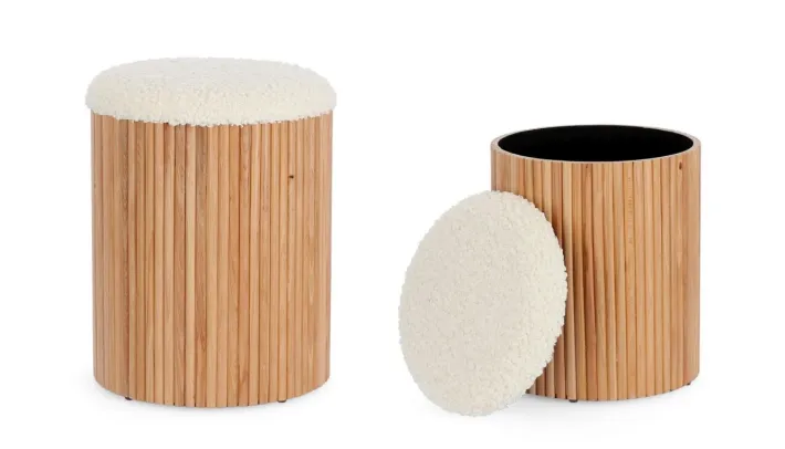 Bizzotto Pouf>SET2 POUF CONTENITORE IN TESSUTO NATURALE - NEDA