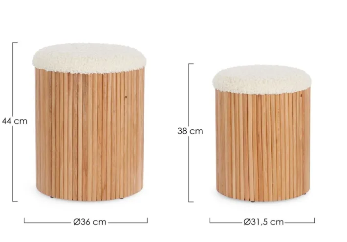 Bizzotto Pouf>SET2 POUF CONTENITORE IN TESSUTO NATURALE - NEDA