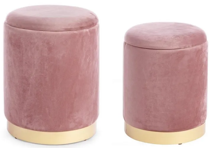 Bizzotto Pouf>SET2 POUF CONTENITORE ROSA ANTICO - POLINA