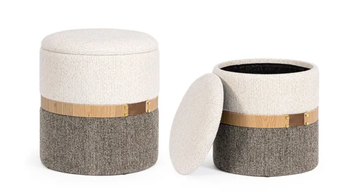 Bizzotto Pouf>SET2 POUF CONTENITORE TANYA BIA-GRIGIO