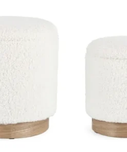 Bizzotto Pouf>SET2 POUF CONTENITORE ZOYA BIANCO TEDDY