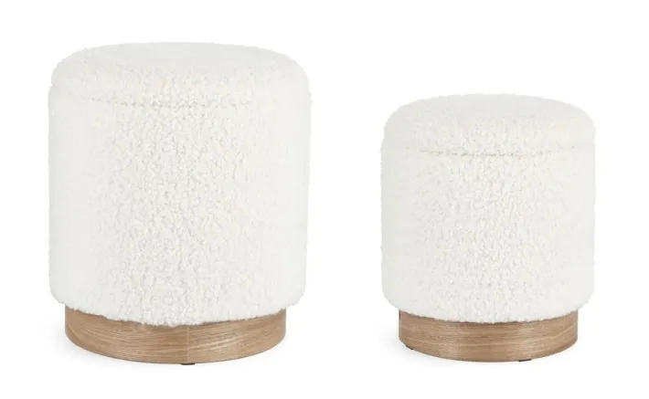 Bizzotto Pouf>SET2 POUF CONTENITORE ZOYA BIANCO TEDDY