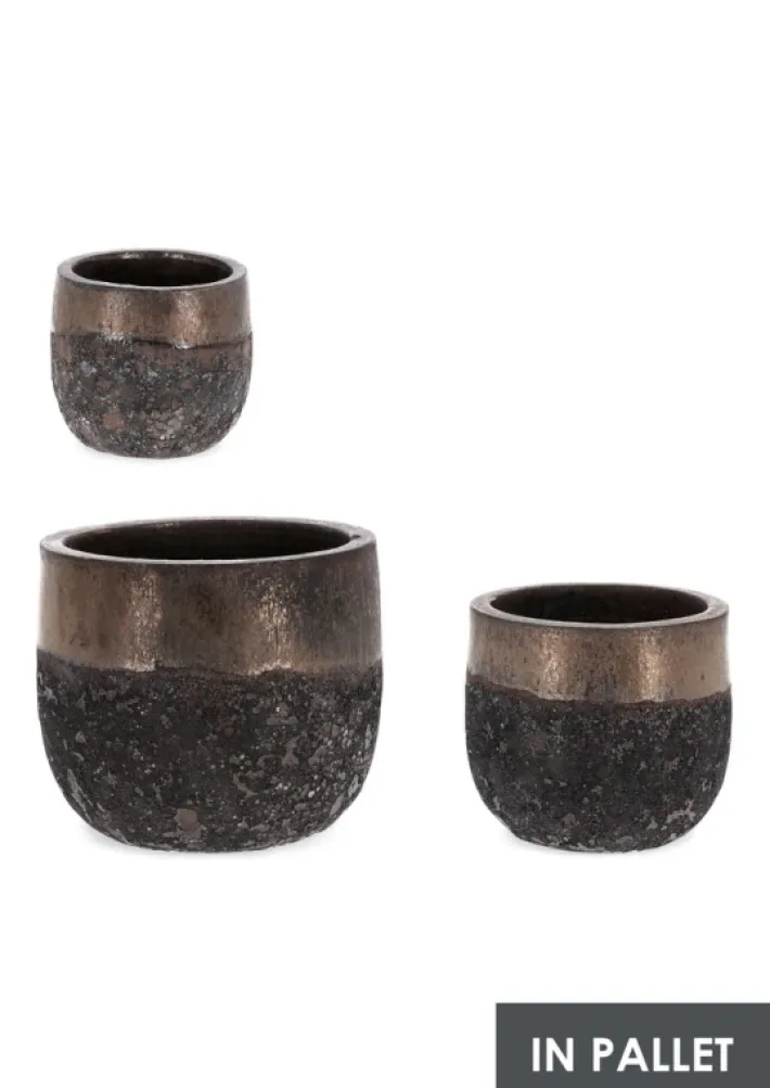 Bizzotto Vasi E Coprivasi>SET3 P.VASO DUYEN TONDO BASSO RUSTY