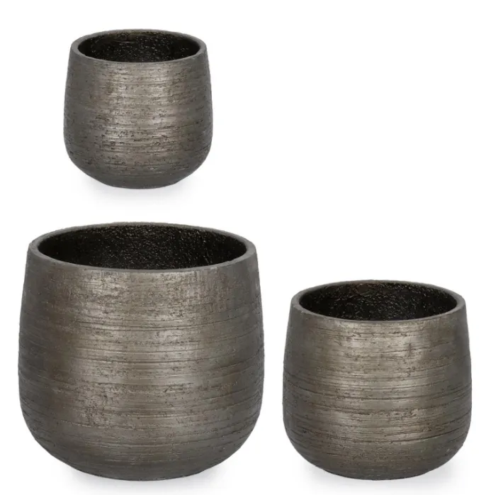 Bizzotto Vasi E Coprivasi>SET3 P.VASO EMEI BASSO GRIGIO