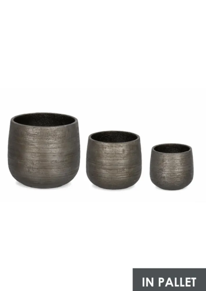 Bizzotto Vasi E Coprivasi>SET3 P.VASO EMEI BASSO GRIGIO