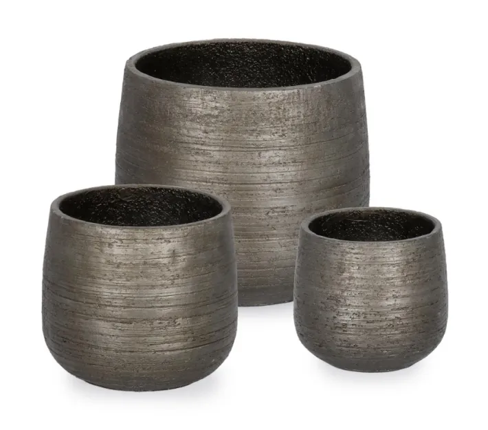 Bizzotto Vasi E Coprivasi>SET3 P.VASO EMEI BASSO GRIGIO