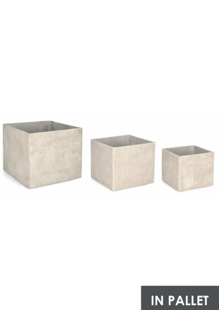Bizzotto Vasi E Coprivasi>SET3 P.VASO MEILI QUADRATO ALTO BEIGE