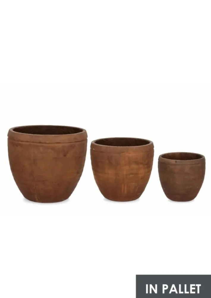 Bizzotto Vasi E Coprivasi>SET3 P.VASO MEILI TONDO BASSO RUSTY
