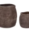 Bizzotto Vasi E Coprivasi>SET2 P.VASO MINH SAGOMATO TERRACOT SCURA