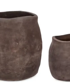 Bizzotto Vasi E Coprivasi>SET2 P.VASO MINH SAGOMATO TERRACOT SCURA