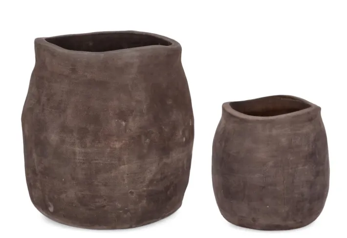 Bizzotto Vasi E Coprivasi>SET2 P.VASO MINH SAGOMATO TERRACOT SCURA