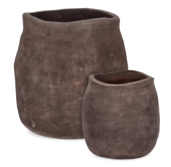 Bizzotto Vasi E Coprivasi>SET2 P.VASO MINH SAGOMATO TERRACOT SCURA