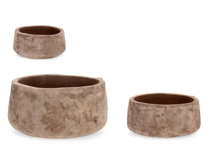 Bizzotto Vasi E Coprivasi>SET3 P.VASO MINH TONDO TERRACOTTA BRUNIT