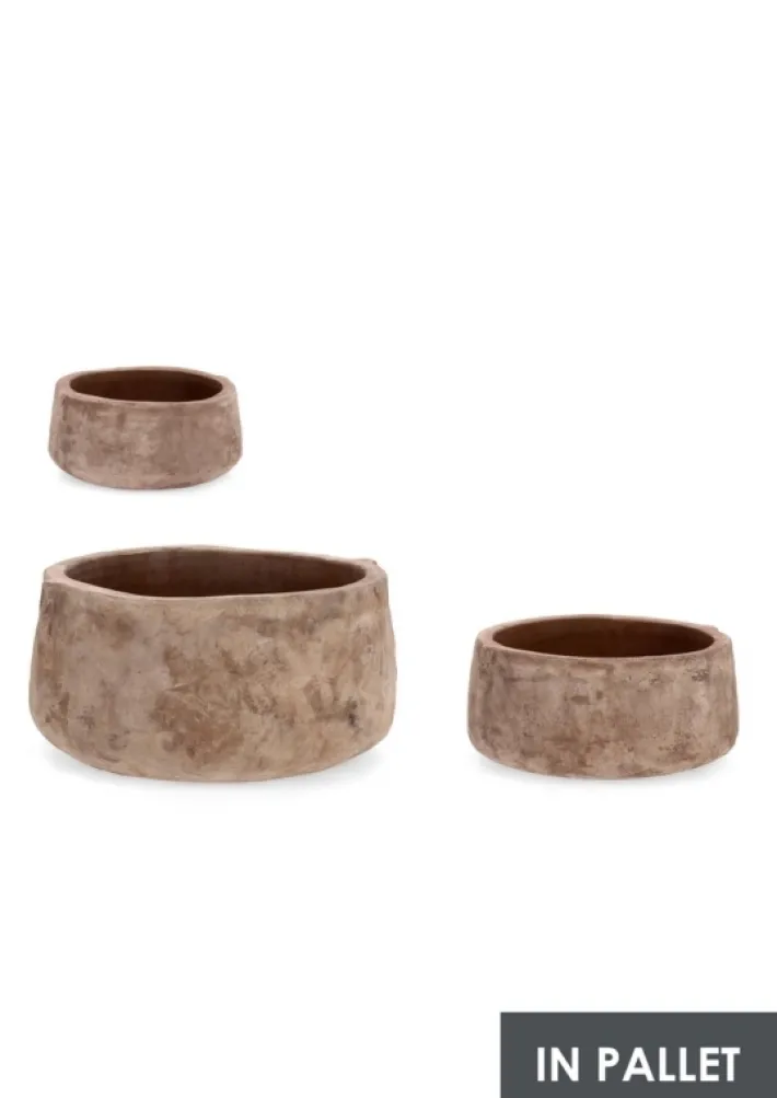 Bizzotto Vasi E Coprivasi>SET3 P.VASO MINH TONDO TERRACOTTA BRUNIT