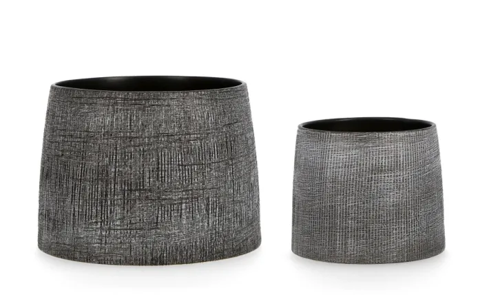 Bizzotto Vasi>SET2 P.VASO PAPYRUS GRIGIO SCURO