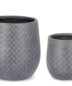 Bizzotto Vasi E Coprivasi>SET2 P.VASO RHOMBUS BOMB BASSO ANTRACITE