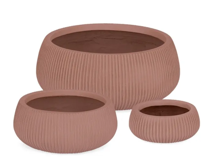 Bizzotto Vasi E Coprivasi>SET3 P.VASO RIBBED BOMB TERRACOTTA BASSO