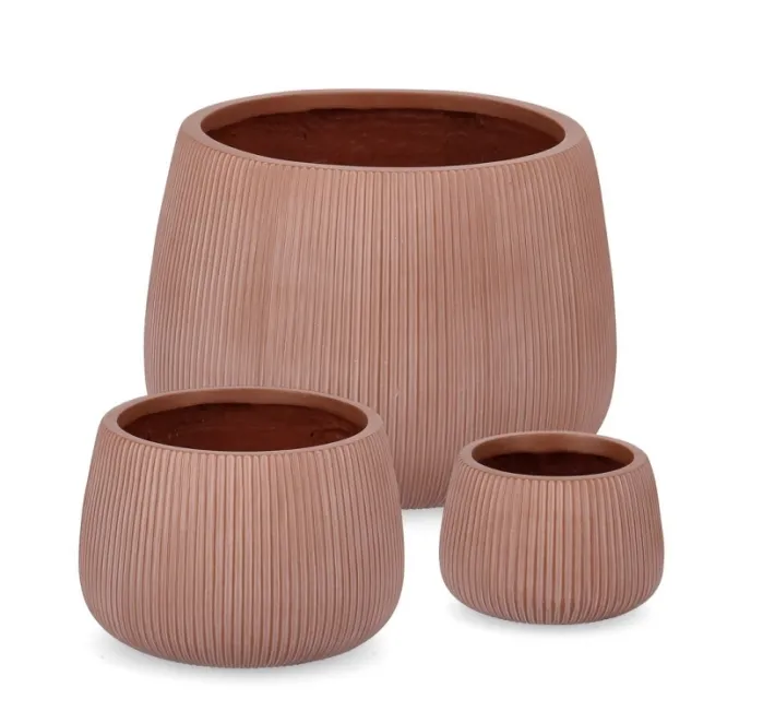 Bizzotto Vasi E Coprivasi>SET3 P.VASO RIBBED BOMB TERRACOTTA ALTO
