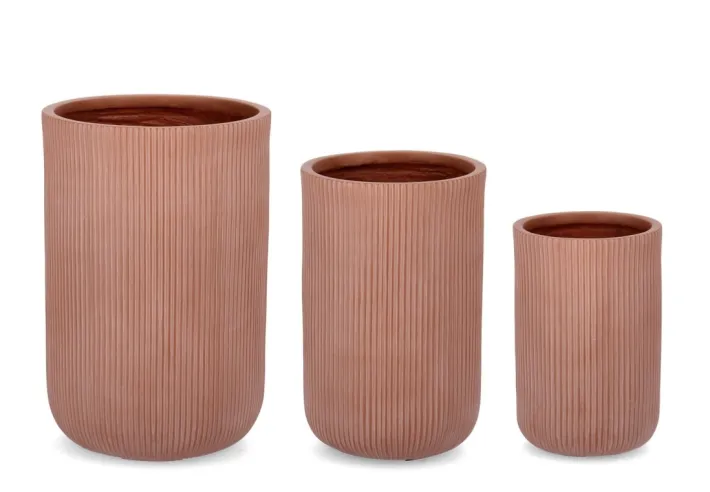 Bizzotto Vasi E Coprivasi>SET3 P.VASO RIBBED TO TERRACOTTA