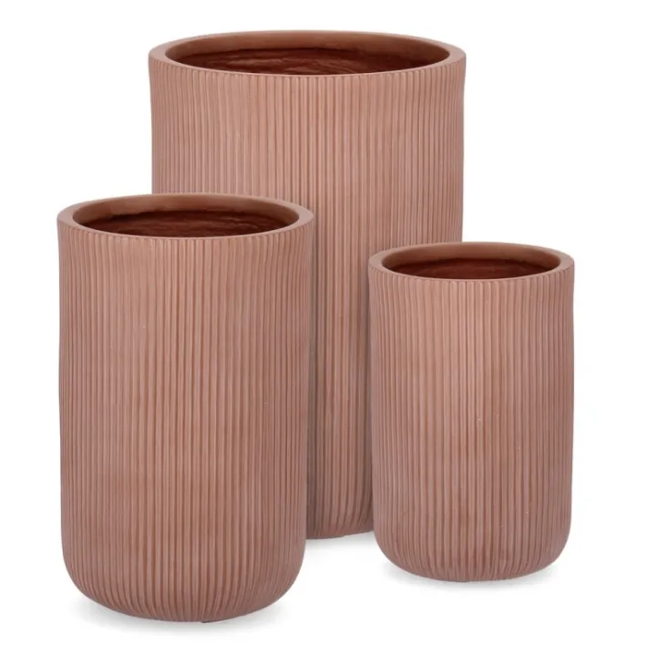 Bizzotto Vasi E Coprivasi>SET3 P.VASO RIBBED TO TERRACOTTA