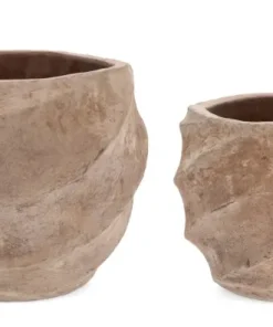Bizzotto Vasi E Coprivasi>SET2 P.VASO TEIDE BASS TERRACOTTA BRUNIT