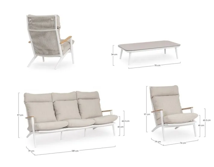 Bizzotto Salotti Completi>SET4 SALOTTO C-C IBISCO BIANCO WG20