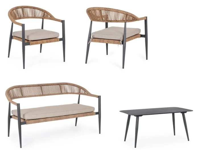 Bizzotto Salotti Completi>SET4 SALOTTO C-C JANDIA ANTRACIT/NATURAL