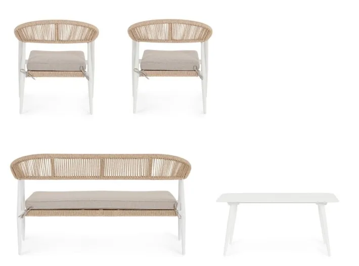 Bizzotto Salotti Completi>SET4 SALOTTO C-C JANDIA BIANCO/BEIGE