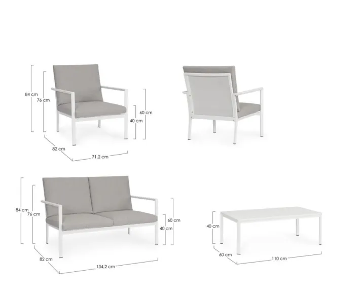 Bizzotto Salotti Completi>SET4 SALOTTO C-C KONNOR BIANCO CX21