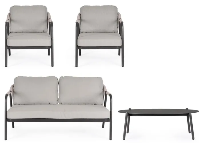 Bizzotto Salotti Completi>SET4 SALOTTO C-C MIRAVET ANTRACITE/KHAKI