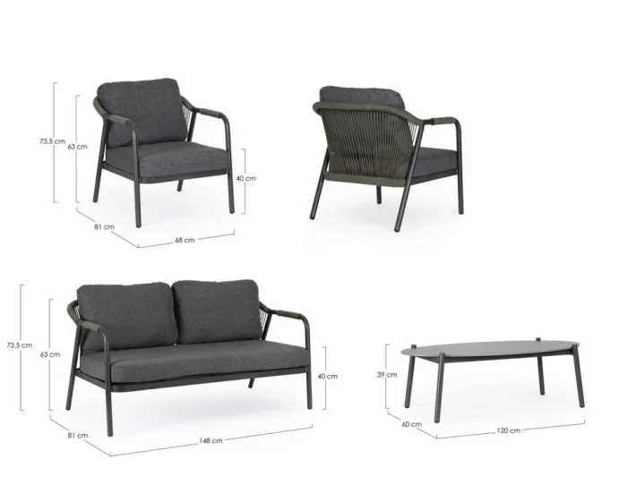 Bizzotto Salotti Completi>SET4 SALOTTO C-C MIRAVET ANT/VERDE