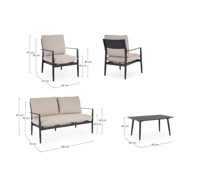 Bizzotto Salotti Completi>SET4 SALOTTO C-C NEBULA ANTRACITE YK13