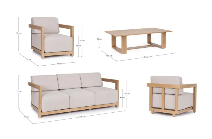 Bizzotto Salotti Completi>SET4 SALOTTO IN ALLUMINIO NATURALE- THESEUS