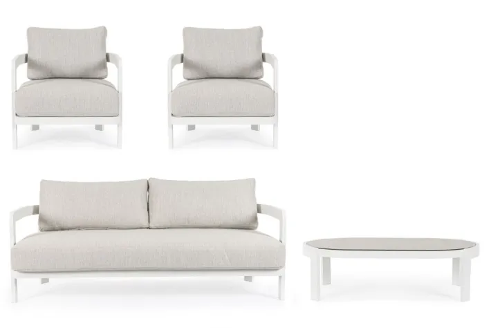 Bizzotto Salotti Completi>SET4 SALOTTO IN CORDA PER ESTERNO BIANCO WG20 - PRESLEY