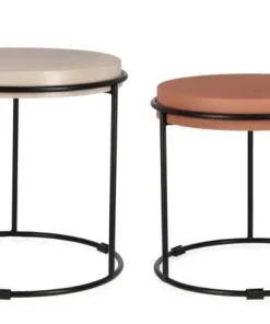 Bizzotto Tavolini>SET2 TAVOLINI IN ACCIAIO BEIGE TERRACOTTA - KETAKI