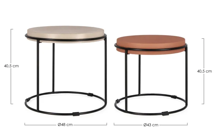 Bizzotto Tavolini>SET2 TAVOLINI IN ACCIAIO BEIGE TERRACOTTA - KETAKI