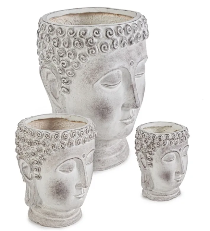 Bizzotto Vasi E Coprivasi>SET3 VASO TESTA BUDDHA