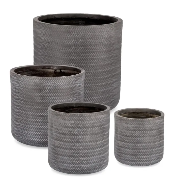 Bizzotto Vasi E Coprivasi>SET4 VASO TRESSAGE CIL ANTRACITE