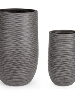Bizzotto Vasi E Coprivasi>SET2 VASO TRESSAGE TO ALTO GRIGIO