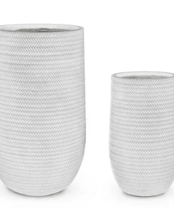 Bizzotto Vasi E Coprivasi>SET2 VASO TRESSAGE TO ALTO BIANCO