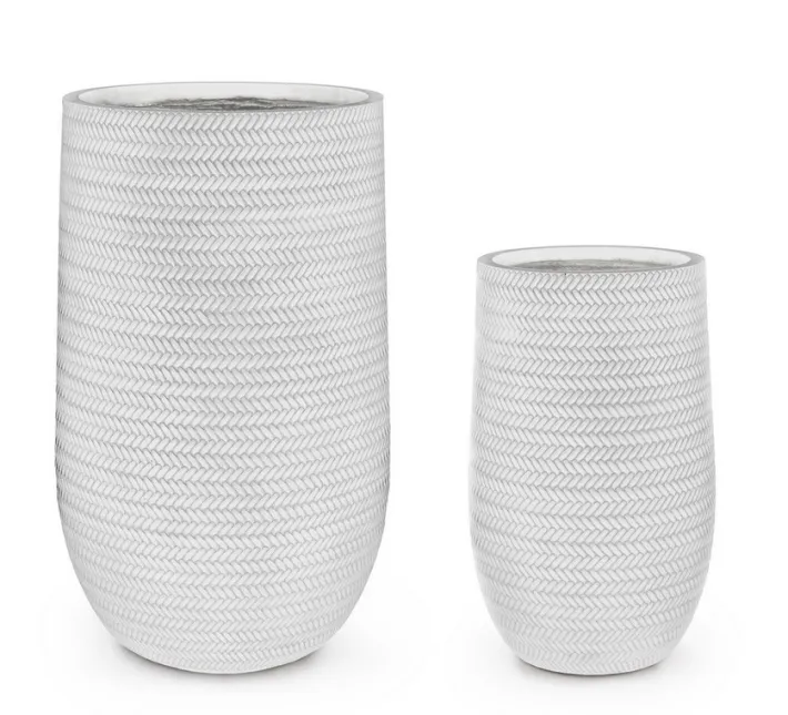 Bizzotto Vasi E Coprivasi>SET2 VASO TRESSAGE TO ALTO BIANCO