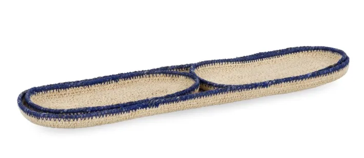Bizzotto Ceste Decorative>SET3 VASSOIO DECORATIVO GIANG NATURA BLU