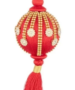 Bizzotto Pendagli>SFERA FRINGE ROSSO C-NAPPA D80