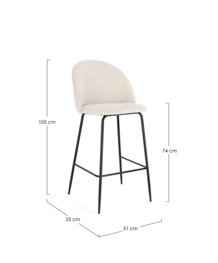 Bizzotto Sgabelli Bar>SGABELLO BAR EFFETTO BOUCLE' NERO/AVORIO - CARRY