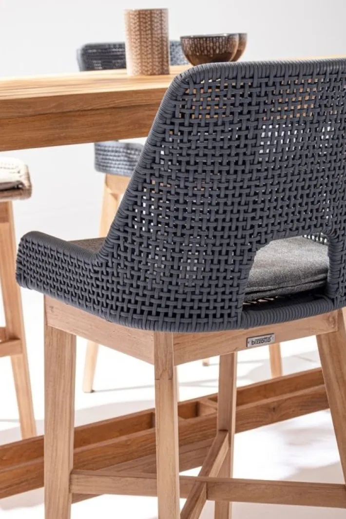 Bizzotto Sgabelli>SGABELLO BAR IN CORDA PER ESTERNO COLOR ARDESIA - HESPERIA