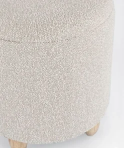 Bizzotto Pouf>SGABELLO CONTENITORE EFFETTO BOUCLE' GRIGIO CHIARO- ZENA