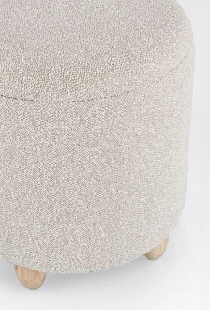 Bizzotto Pouf>SGABELLO CONTENITORE EFFETTO BOUCLE' GRIGIO CHIARO- ZENA